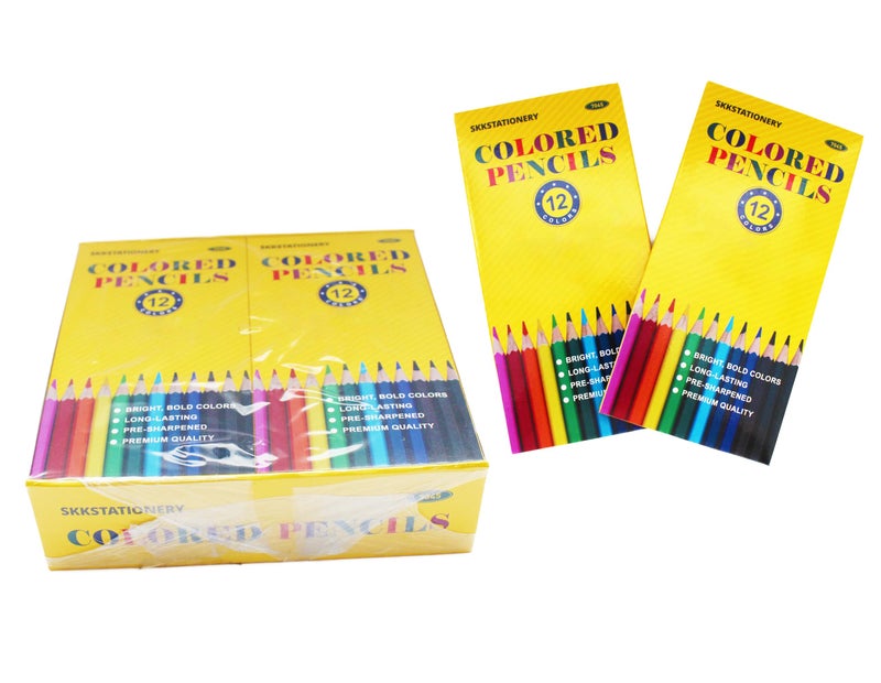 SKKSTATIONERY 144Pcs Colored Pencils, Pre-sharpened, coloring pencils Bulk Back to School Supplies Christmas Gifts For Teachers 12 Colors, 12pcs/box, Total: 144Pcs. - Image 1